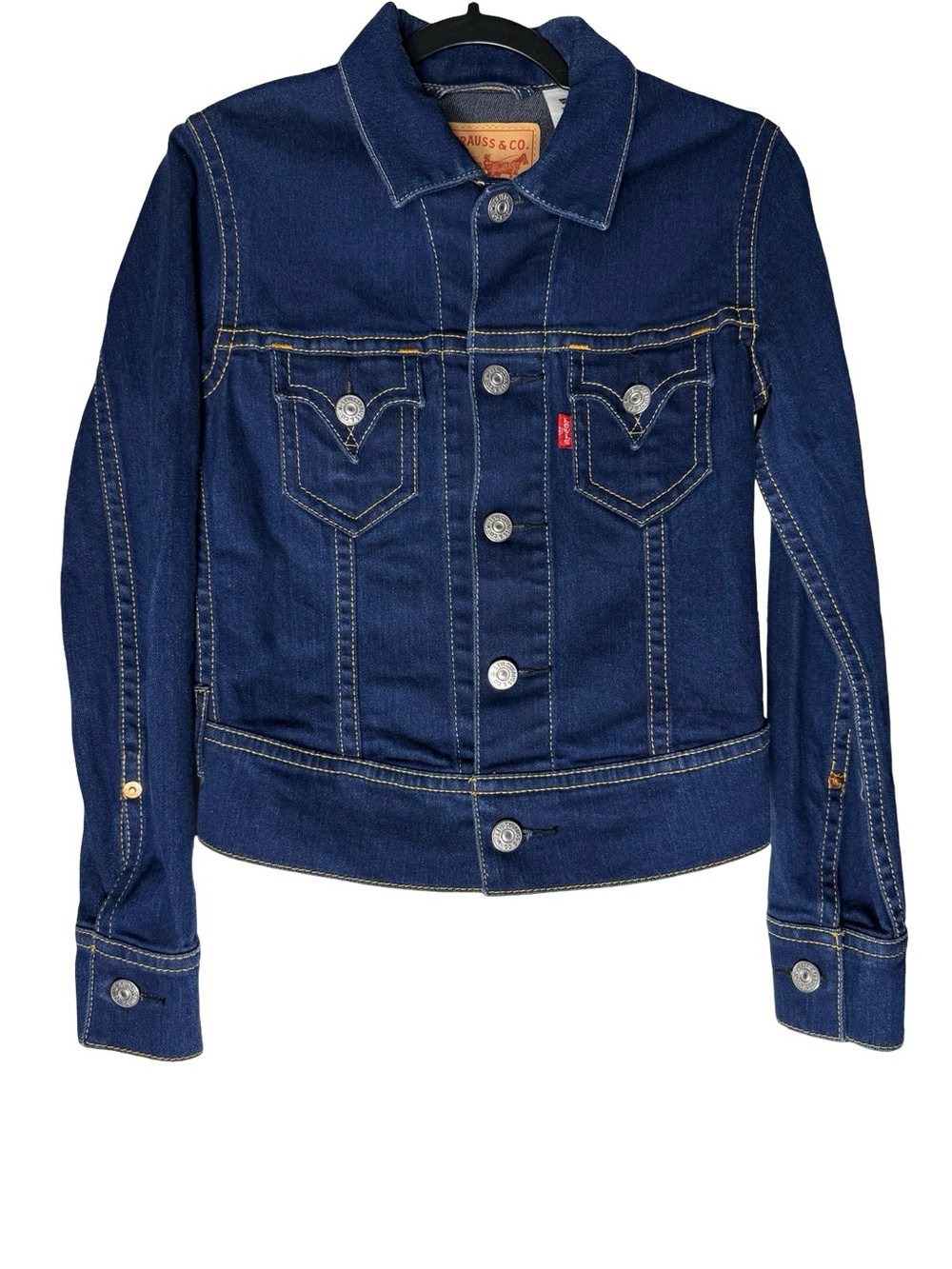 Levi’s Size Small Type 1 Iconic Denim Trucker Jacket Dark Wash Stretch Western